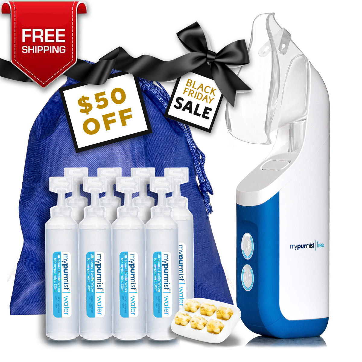 BLACK FRIDAY $50 OFF NOW $129.95: Mypurmist Free® cordless ultrapure steam inhaler® / humidifier / vaporizer